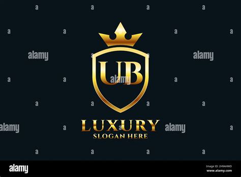 UB elegant luxury monogram logo or badge template with scrolls and royal crown - perfect for ...