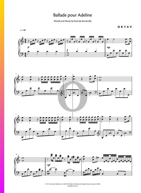 Ballade pour Adeline (Richard Clayderman) Piano Sheet Music - OKTAV