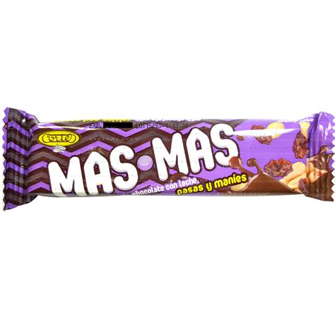 Mas Mas Dominican Peanuts Raisins Milk Chocolate Bar Barra Leche Maníes Pasas Dominicano 1.4 Oz ...