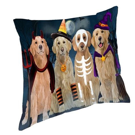 Happy Halloween Trick or Treat Golden Retrievers Dog in