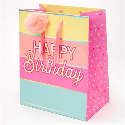 Medium Happy Birthday Gift Bag - Pink | Claire's US