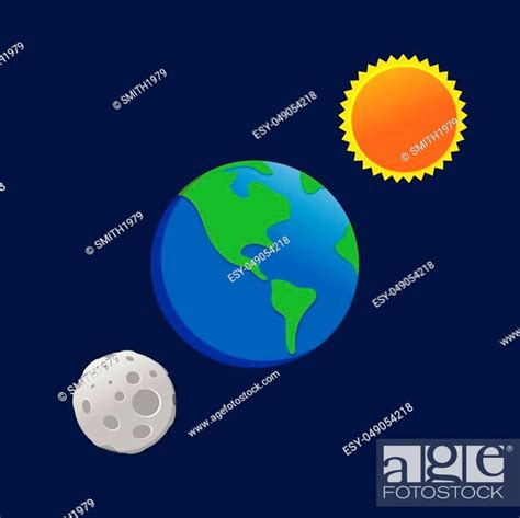 Earth Sun Moon Cartoon Drawing Vector Symbol Graphic Logo Design, Stock Vector, Vector And Low ...