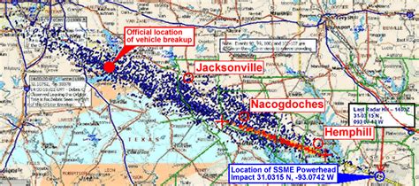 space shuttle - About how far was debris scattered from the Columbia incident? - Space ...