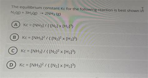 Solved The equilibrium constant Kc ﻿for the following | Chegg.com