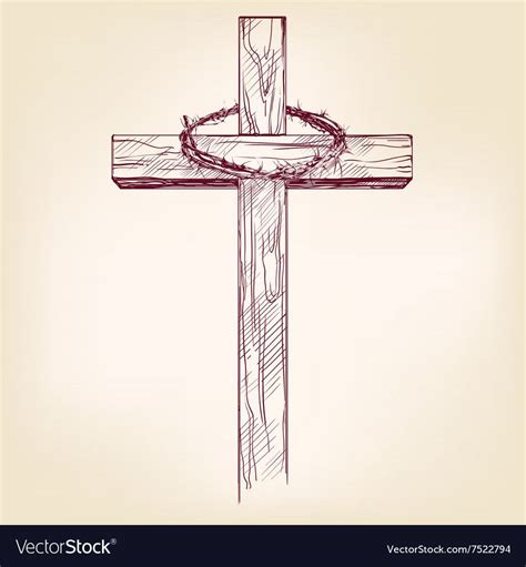 cross and crown of thorns, a symbol of Christianity hand drawn vector ...