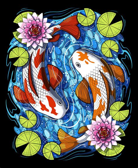 Japanese Koi Fish Digital Art by Nikolay Todorov - Pixels