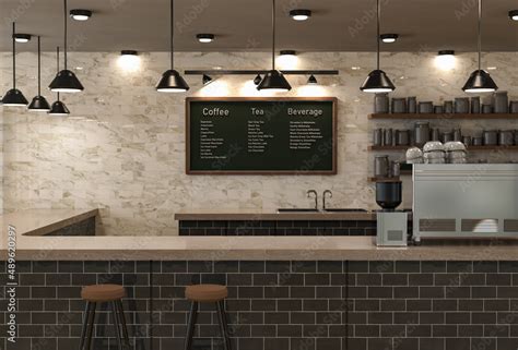 cafe interior or coffee shop inside with counter bar Stock Illustration | Adobe Stock