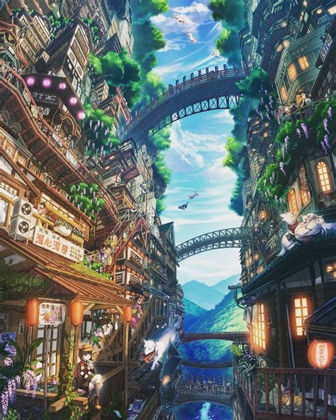 Bildergebnis für SOLARPUNK art | Fantasy landscape, Anime scenery ...