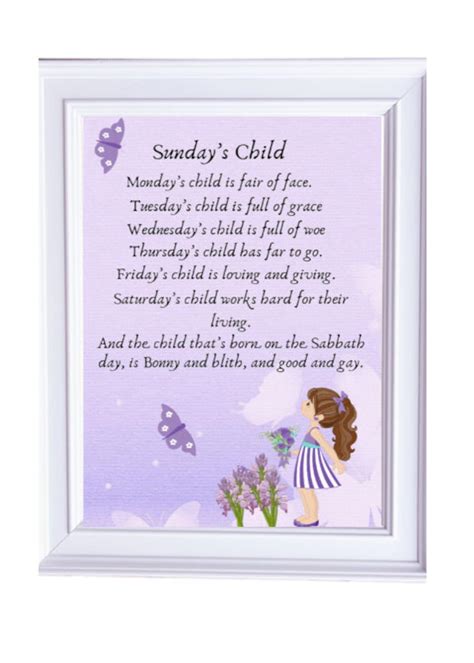 5x7, Nursery Art, Wall Art, Digital Art, Sundays Child Poem, Happy ...