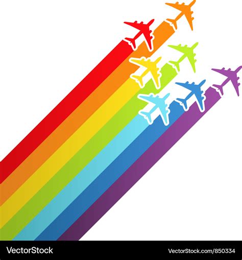 Background with rainbow airplanes Royalty Free Vector Image