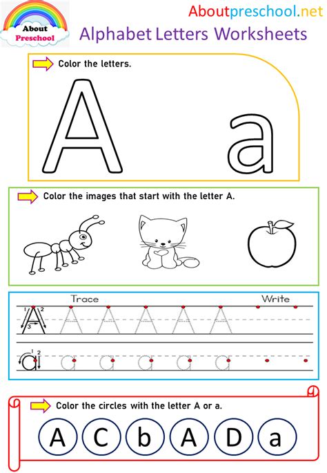 Alphabet Letters Worksheets-A - About Preschool