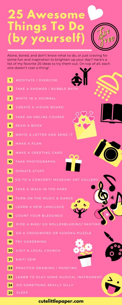 25 Things To Do By Yourself -For Free- Cute Little Paper