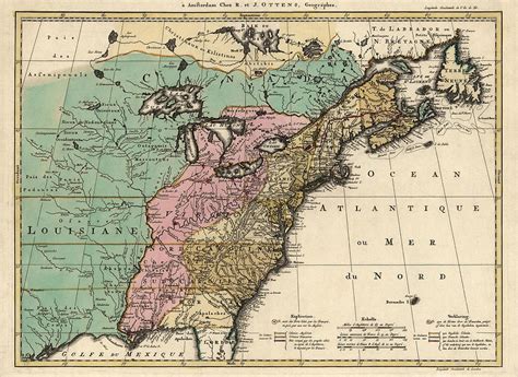 Antique Map Of Colonial America By Reiner Ottens - 1755 Drawing by Blue Monocle