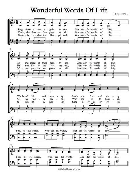 Free Choir Sheet Music – Wonderful Words Of Life – Michael Kravchuk