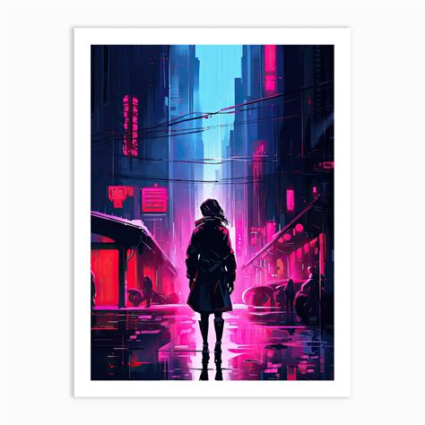 cyberpunk city, neon lights Art Print by Art-Syndicate - Fy