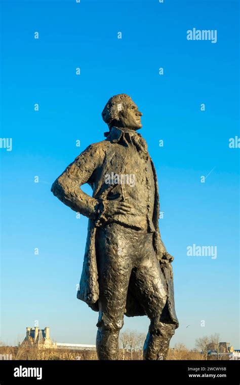 France, Paris, statue of Thomas Jefferson, Leopold-Sedar-Senghor ...