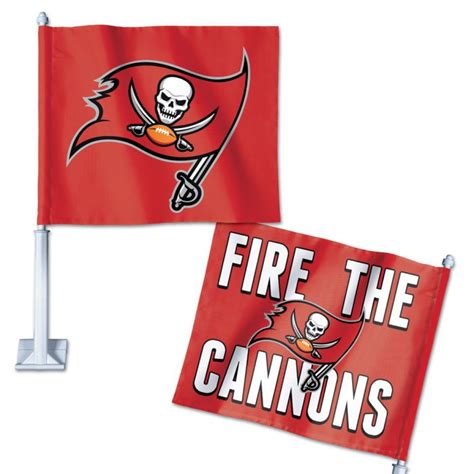 Tampa Bay Buccaneers Fire The Cannons Two Sided Car Flag – Heads and Tails