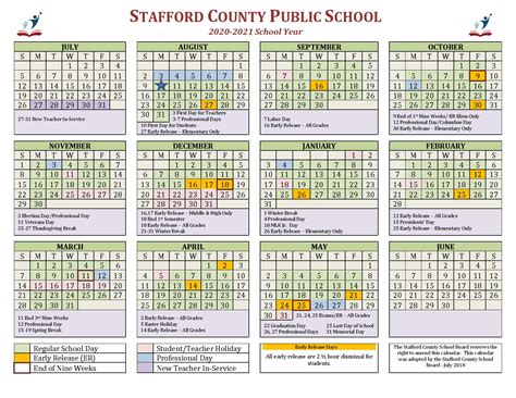 Stafford County Public Schools Calendar 2020-2021