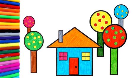 Coloring House Made From Simple Shapes | Colorful House Tv - YouTube