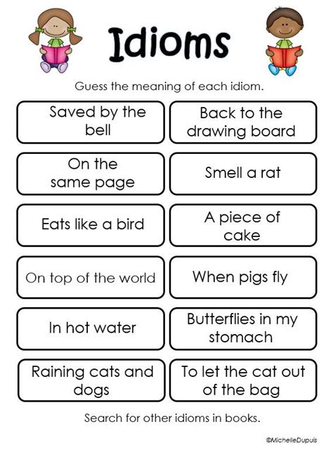 5th Grade Idioms Examples