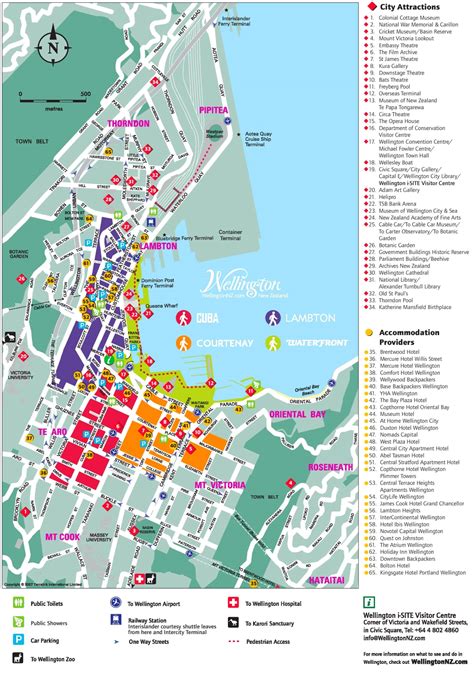 Wellington hotels and sightseeings map - Ontheworldmap.com