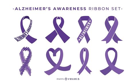 Alzheimer's Awareness Ribbon Set Vector Download