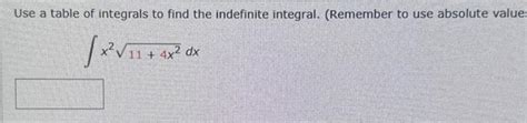 Solved Use a table of integrals to find the indefinite | Chegg.com