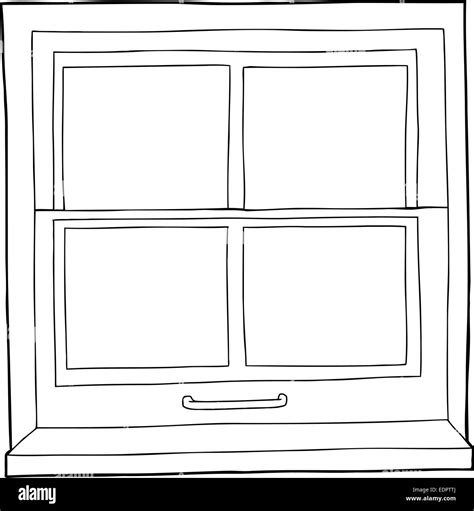 Single hand drawn outline of window with four panes Stock Photo - Alamy