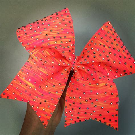 Neon sunset spandex rhinestone bling Cheer Bow pink orange Repin & Like ...