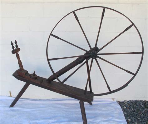 Large Antique Primitive Yarn Spinning Wheel, 61" Long,