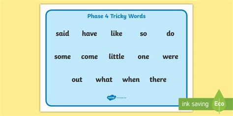 Phase 4 Tricky Words Word Mat - Teaching Resource - Twinkl