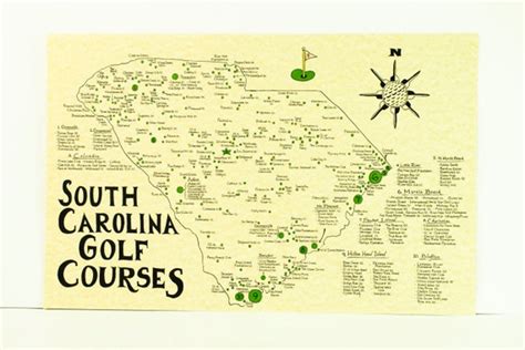 South Carolina Golf Courses Map - Etsy