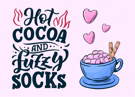 Premium Vector | Hot cocoa hand lettering composition