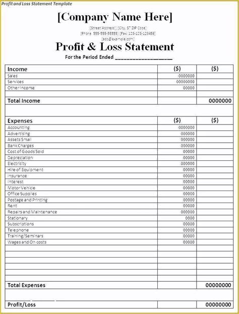 Free Restaurant Monthly Profit And Loss Statement Template For Excel