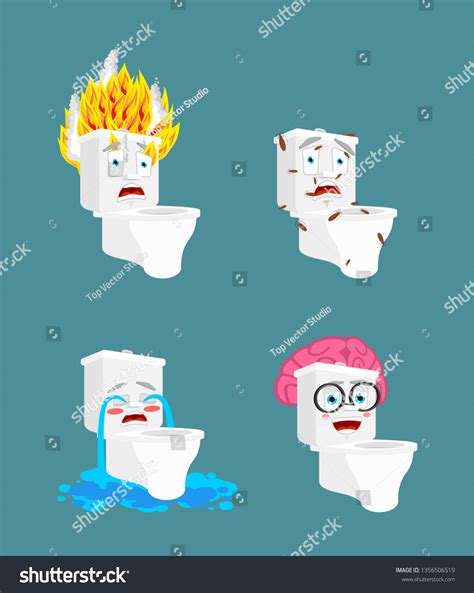 Toilet Bowl Emoji Set Lavatory Smart Stock Vector (Royalty Free) 1356506519