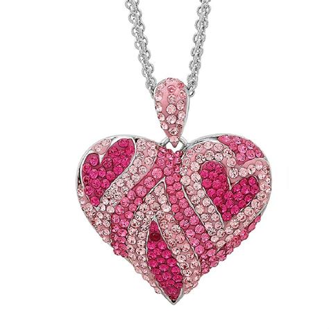 Amazon.com: Sterling Silver Pink Crystal Heart Pendant with Swarovski ...