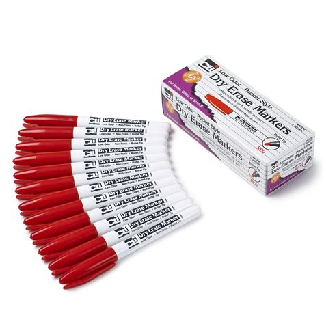 Wholesale Pocket Style Dry Erase Markers - 12 Pack Red | DollarDays