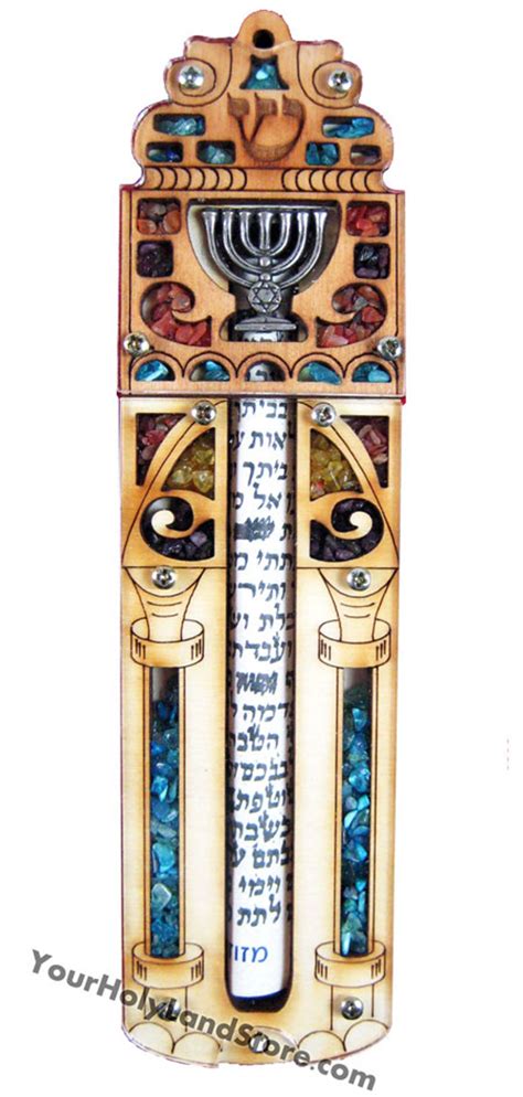 Jewish Mezuzah with Scroll and Menorah