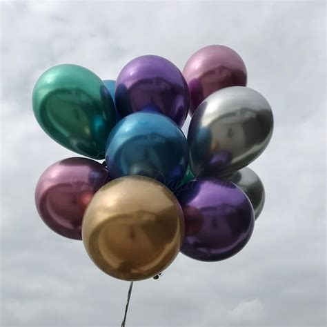 "Individual Chrome Helium Inflated Balloons - Chrome 12 inch latex balloons