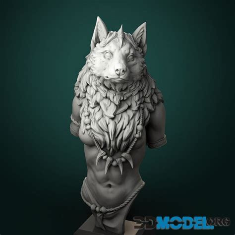 3D Model – White Werewolf Tavern – Oleana the Werewolf Queen Bust – Printable