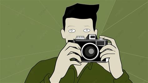 Cartoon Photo Of A Man With A Camera Background, Picture Graphic ...