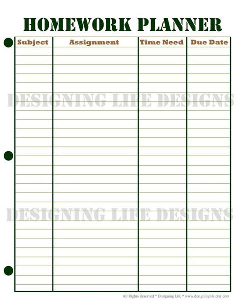 45 Online High School Homework Planner Template Templates with High School Homework Planner ...