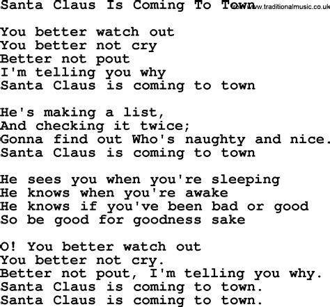 Willie Nelson song: Santa Claus Is Coming To Town, lyrics