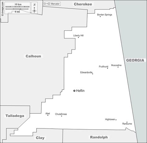 Cleburne County free map, free blank map, free outline map, free base map boundaries, main ...