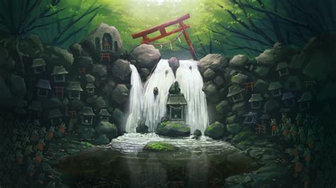 Download wallpaper 1366x768 original, anime, artwork, water current, tablet, laptop, 1366x768 hd ...