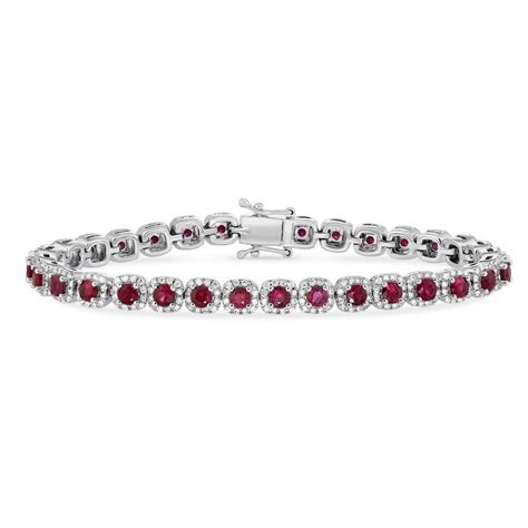 14K White Gold Round Ruby & Diamond Bracelet | Borsheims