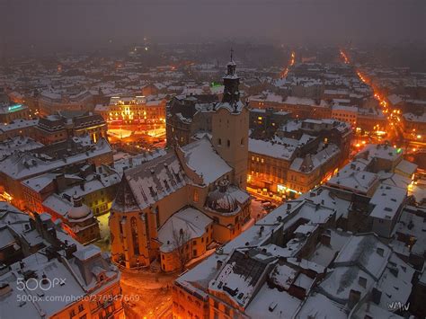 winter evening in Lviv by myroslavw | Lviv, Winter landscape, Photo