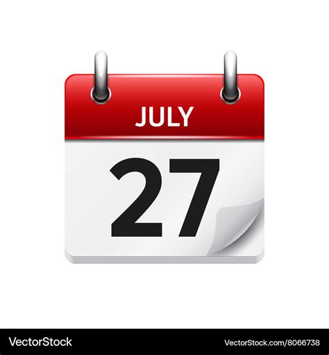 July 27 flat daily calendar icon Date Royalty Free Vector