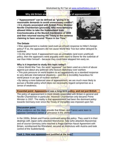 Appeasement - Hitler's foreign policy and British responses. | Teaching Resources