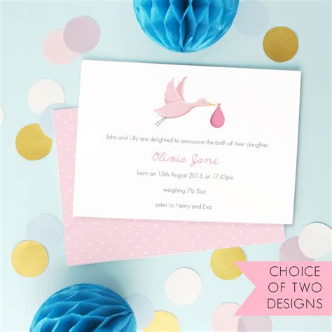 Personalised New Baby Girl Announcement Cards By Made by Ellis ...